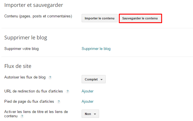 sauvegarder contenu blogger