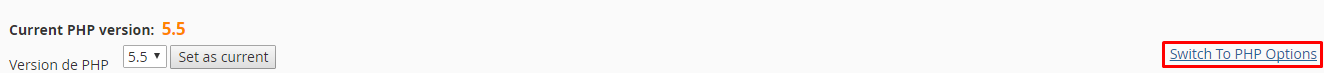 switch php options cpanel