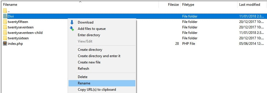 renommer le dossier du thème