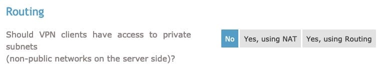 Exemple de paramètres de routage OpenVPN