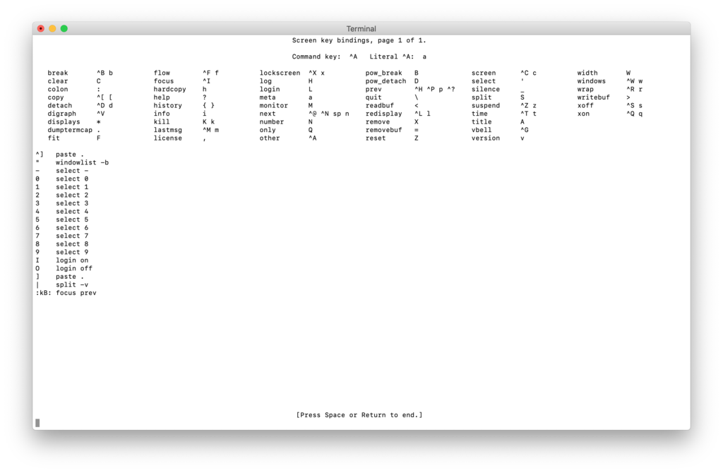 Différentes commandes de Screen Linux