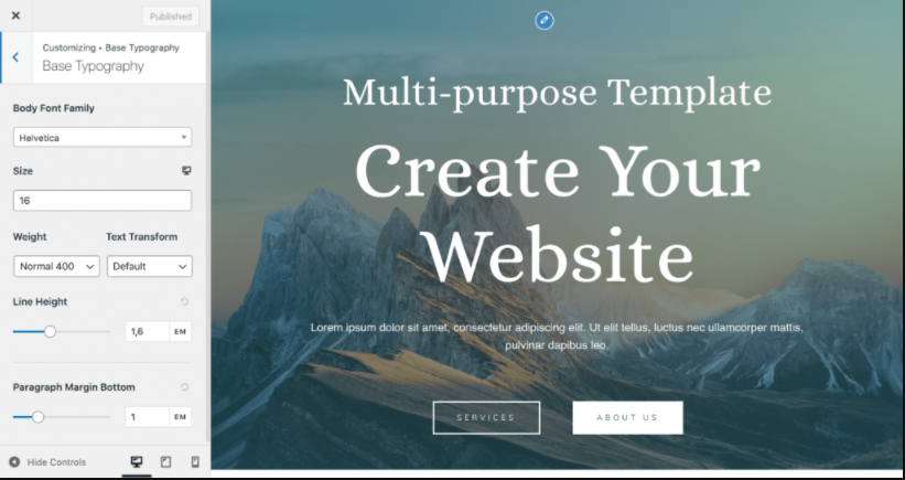 personnaliser-le-thème-Astra Capture d'écran montrant comment personnaliser le thème Astra
