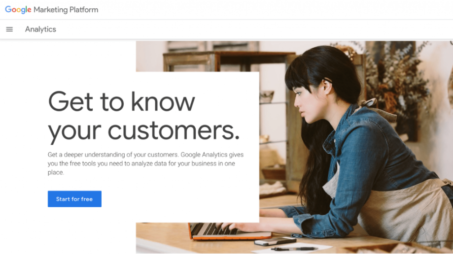 page-d'accueil-de-Google-Analytics Capture d'écran montrant la page d'accueil de Google Analytics