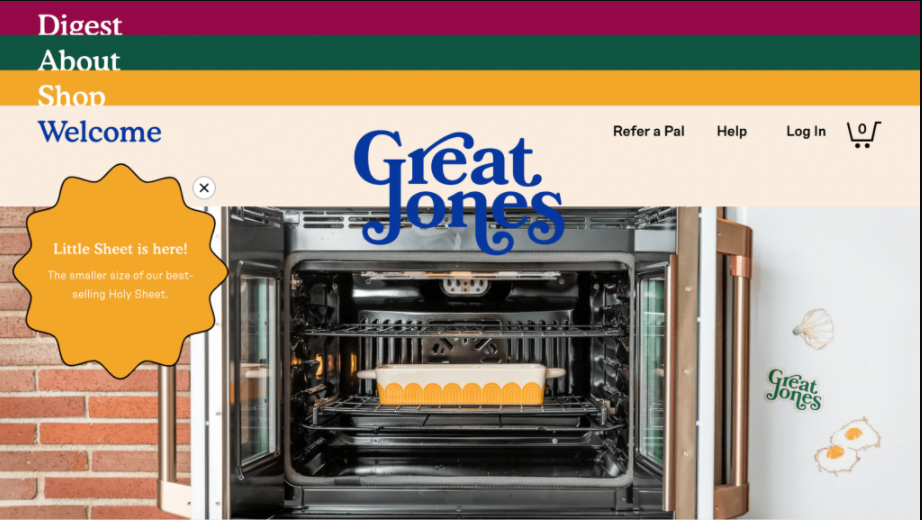 page-d'accueil-du-Great-Jones Exemple de la page d'accueil du Great Jones, qui utilise deux polices de caractères