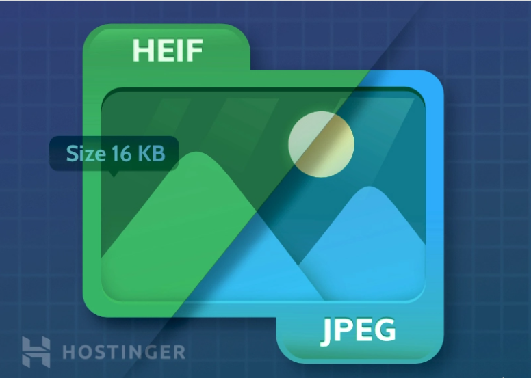 comparaison-jpeg-et-heif Une illustration graphique comparant la qualité des images JPEG et HEIF.