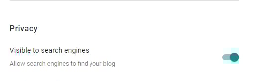 paramètre_confidentialité Capture d'écran montrant la catégorie "Vie privée" et comment rendre le site visible pour les moteurs de recherche