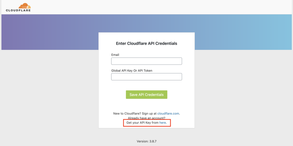 Obtenir la clé API de Cloudflare