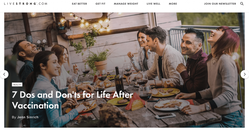 Site web de nutrition Livestrong