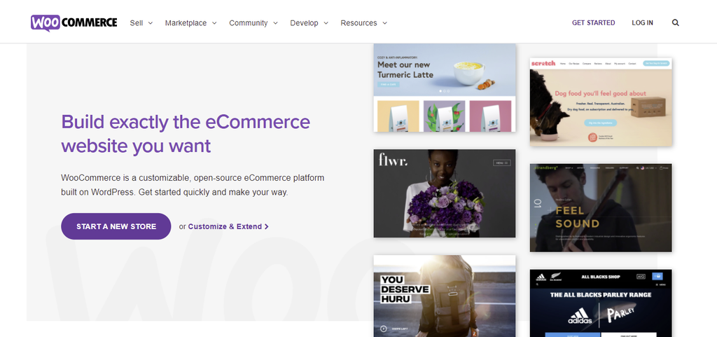 Page d'accueil de WooCommerce