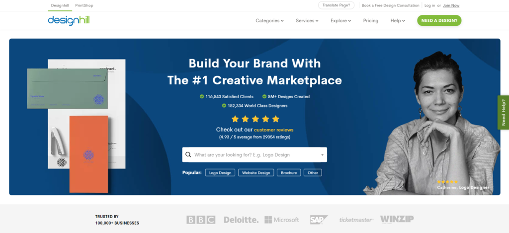 Landing page de DesignHill