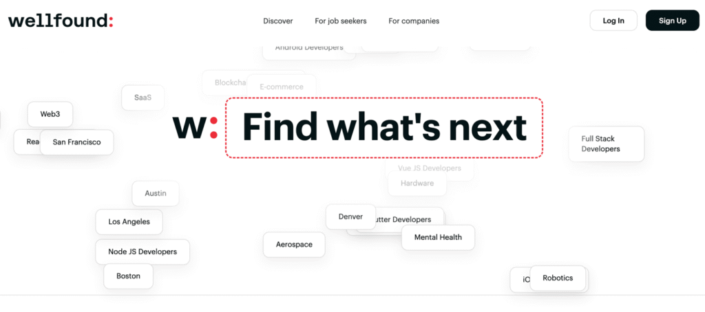 Landing page de Wellfound