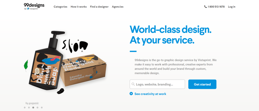 Landing page de 99designs