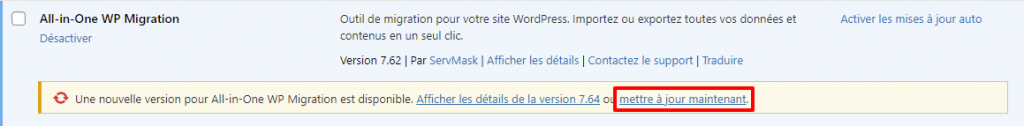 mettre à jour manuellement une extension WordPress