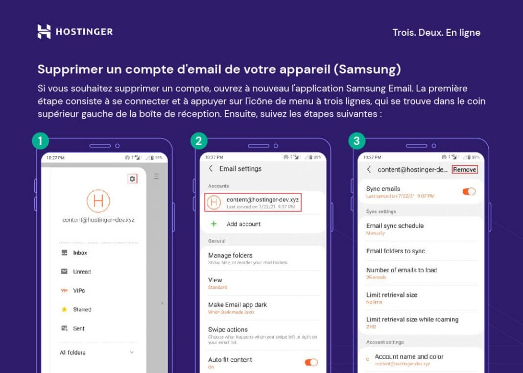 Supprimer un compte d'email de votre appareil (Samsung)