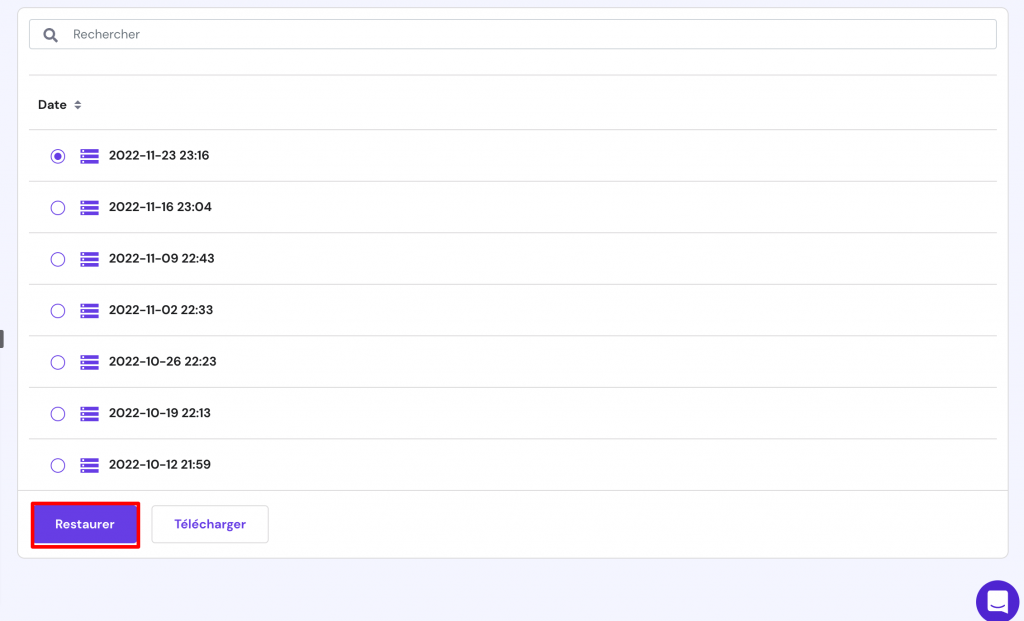 Restaurer les bases de donnés sur hPanel 