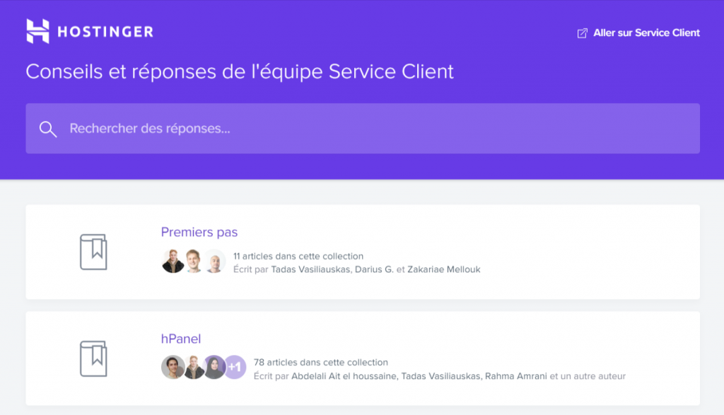 équipe-clientele-Hostinger La base de données d'Hostinger