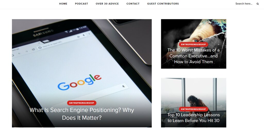 site-Under-30-CEO Capture d'écran du site Under 30 CEO