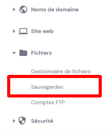 sauvegardes-hPanel Option de sauvegarde dans hPanel