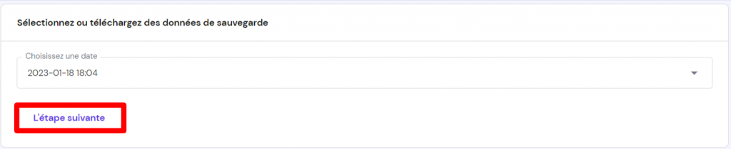 Sélectionner-données-de-sauvegardes Sélectionner des données de sauvegardes pour télécharger sur hPanel