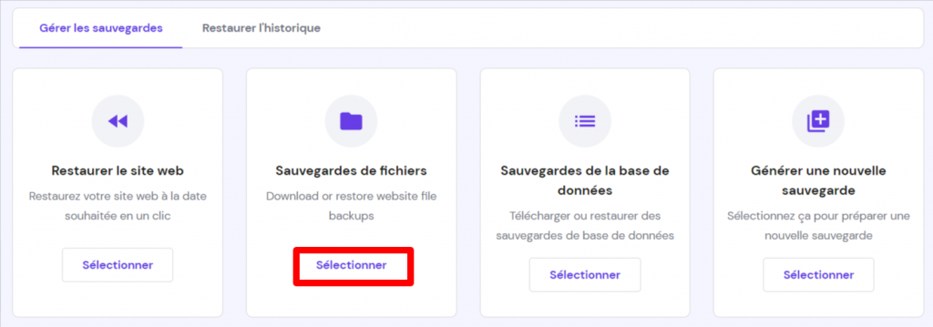 sauvegardes-de-fichiers-sur-hPanel Sélectionner les sauvegardes de fichiers sur hPanel