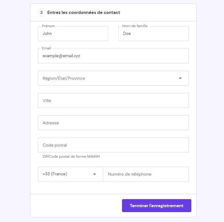 coordonnées de contact