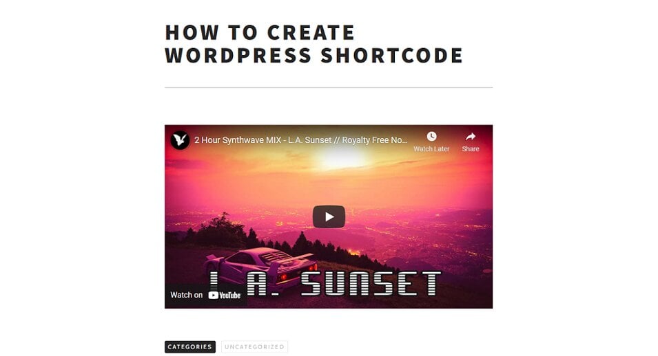 Exemple d'un article WordPress avec un lecteur vidéo incorporé