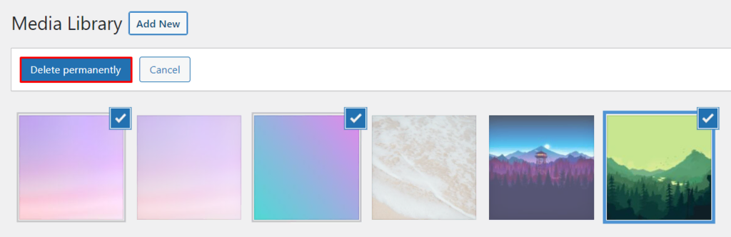 Supprimer des photos sur la bibliothèque de WordPress 
