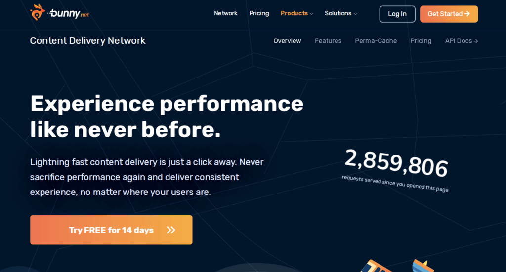 Page-d'accueil-de-Bunny Page d'accueil de Bunny.net