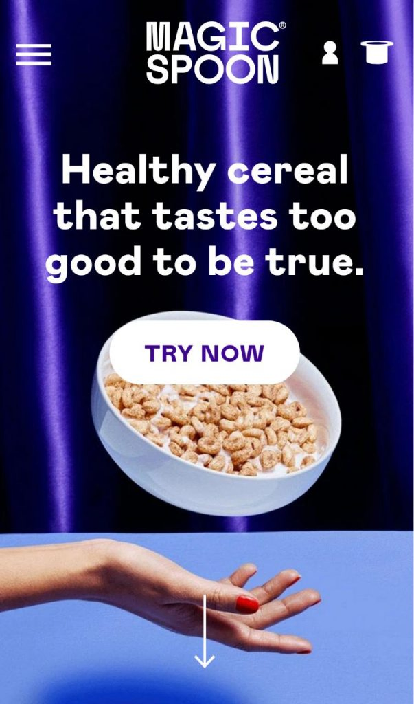 Site web mobile de Magic Spoon