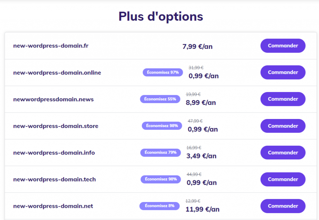 liste des nom de domaines disponibles
