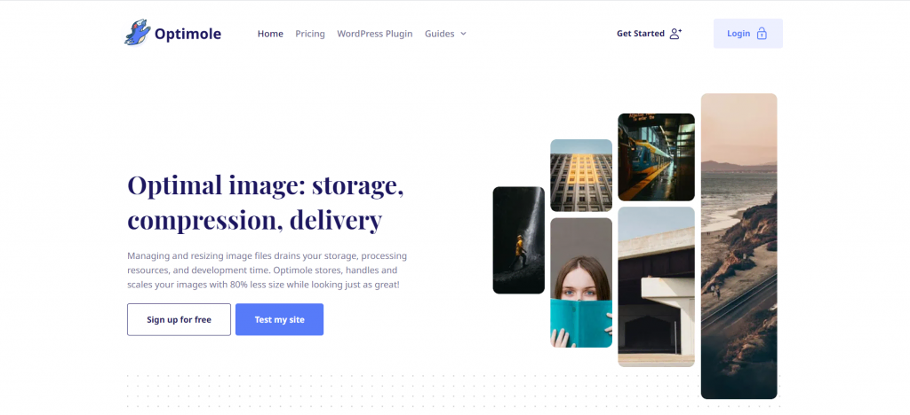 Capture d'écran du site Optimole 