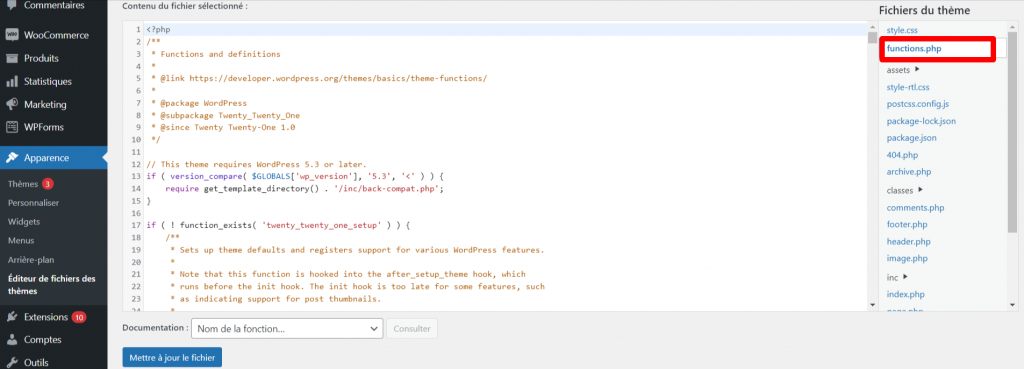 Paramètres-fonctions-thème-WP Paramètres des fonctions du thème WP