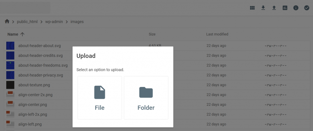 Télécharger un fichier ou un dossier via le gestionnaire de fichiers
