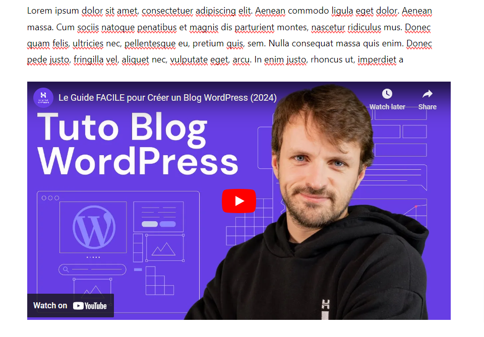 mise en page video gutenberg