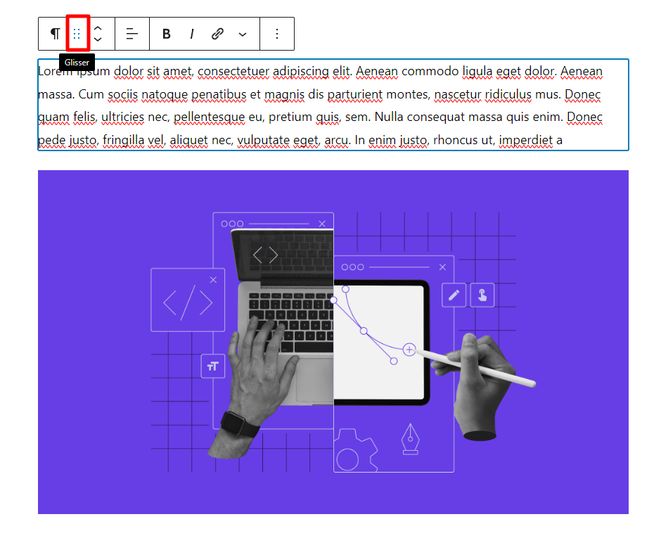 déplacer bloc gutenberg