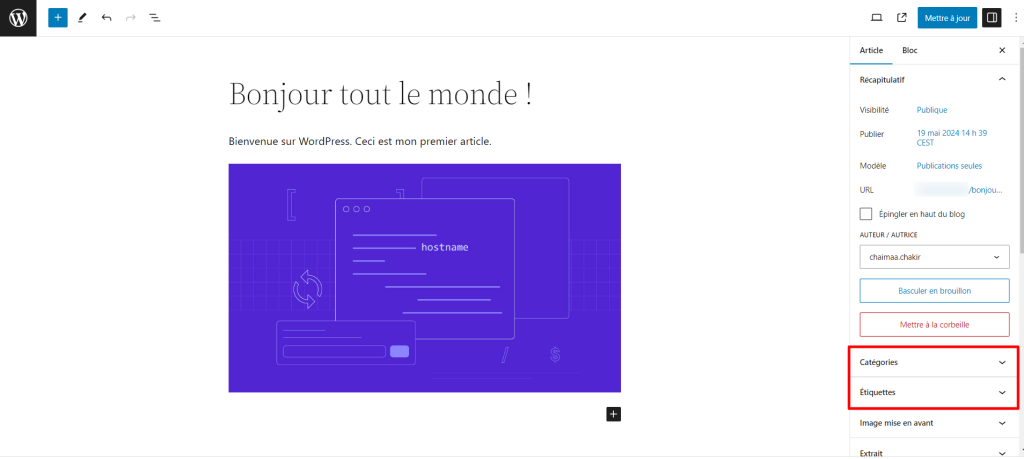 L'interface de l'éditeur de texte Gutenberg