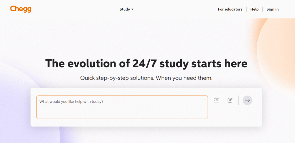 Page d'atterrissage de Chegg