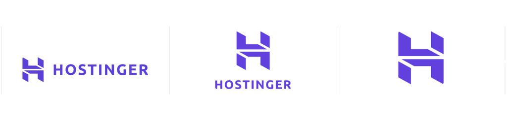 Logos de Hostinger en différentes versions : horizontale, verticale et monogramme