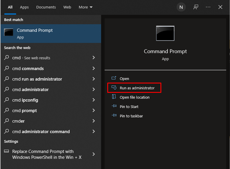 Application Invite de commandes sous Windows