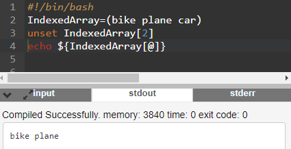 Script Bash pour présenter la commande unset, qui sert à supprimer des éléments d’un tableau