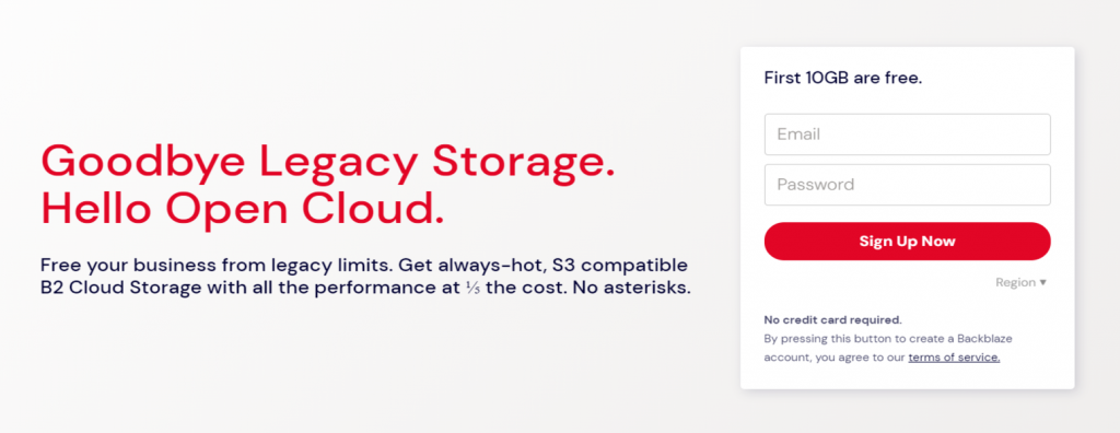 Page d’accueil officielle de Backblaze Business Backup