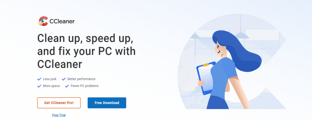 Page d’accueil officielle de CCleaner