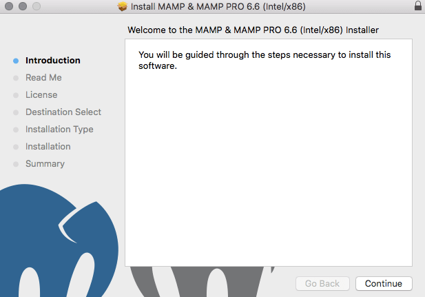 Instructions d’installation de MAMP.