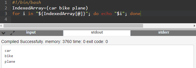 Script shell avec une boucle for pour parcourir et afficher un tableau