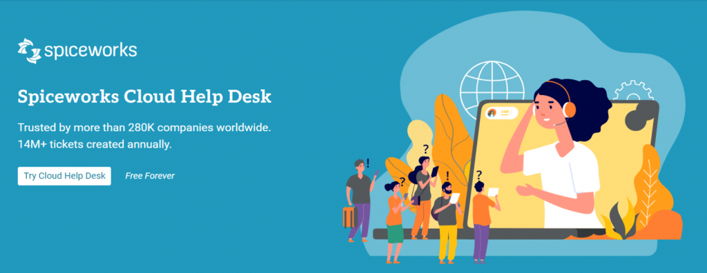 Page d’accueil officielle de Spiceworks Help Desk