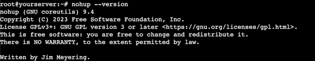 La version de nohup dans le terminal