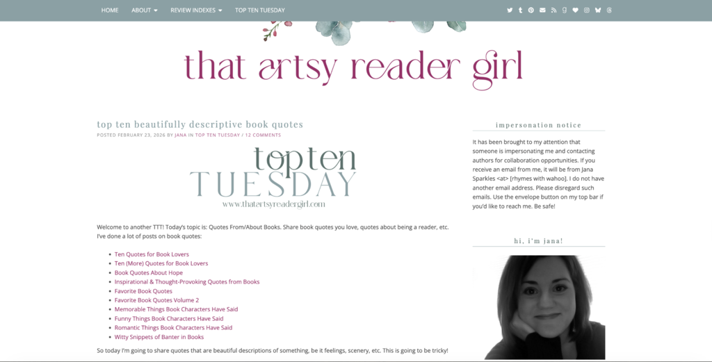 ce blog littéraire de lectrice arty