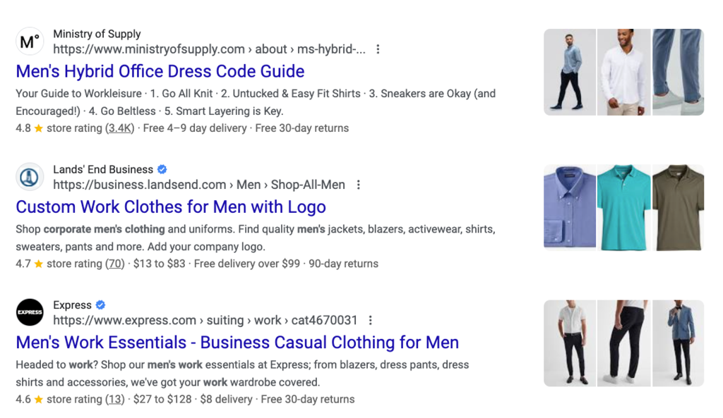 Exemple de balisages schema affichés dans les résultats de recherche enrichis de Google