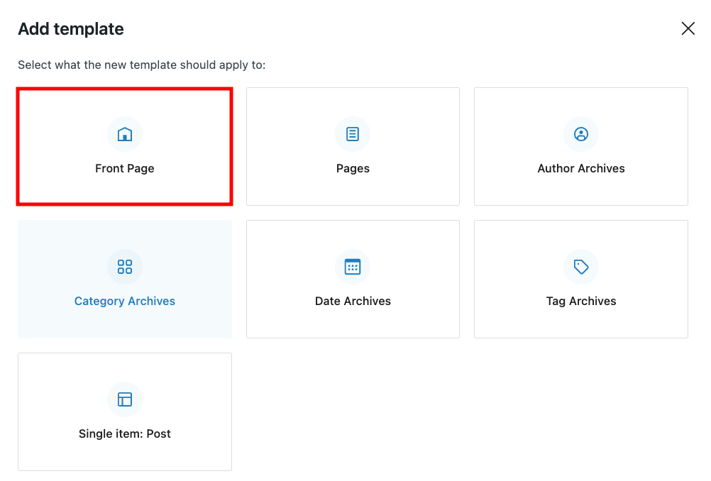 Créer un nouveau modèle de page d’accueil dans l’éditeur de site WordPress