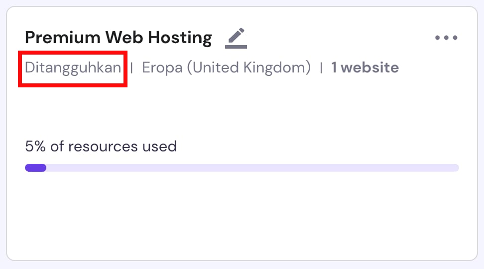 Contoh akun hosting yang ditangguhkan